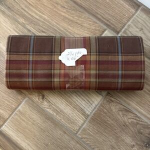 2.25 YD 56" Plaid Cotton Blend RED GREEN GOLD Drapery Upholstery Sewing Fabric